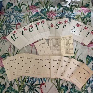 Vintage Christmas Bridge Cards Tally And Seating- Handmade MC Poinsettia…